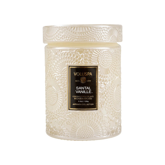 Santal Vanille scented candle in Japonica glass - 50 hours