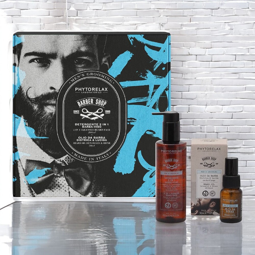 Phytorelax Kit Barber Shop Detergente 2in1 Barba/Viso e Olio da Barba - 200 ml